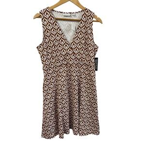 New York & Company Geometric Ikat Cotton Sleeveless Pocket Dress Large NWT